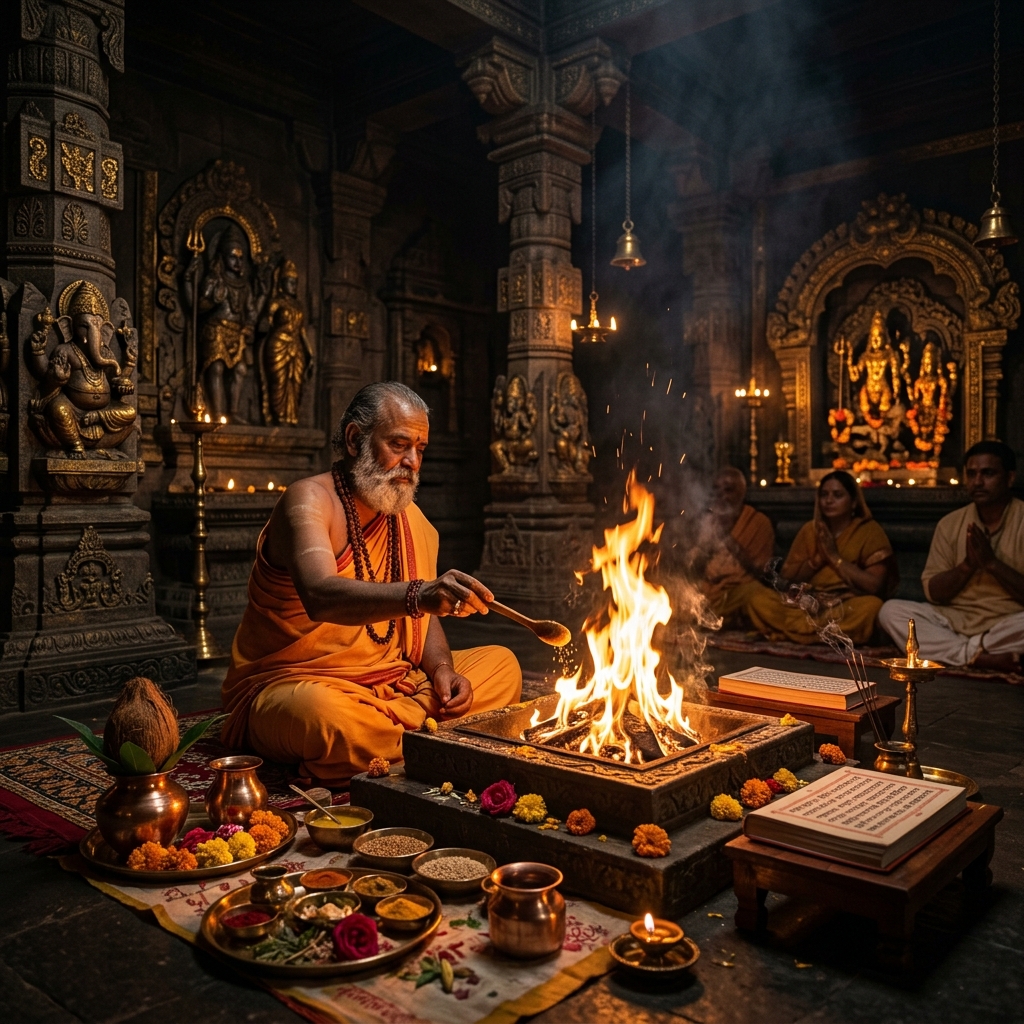 Vedic Pandit performing Havan